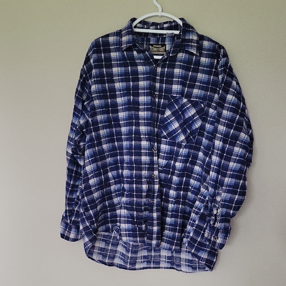 Men's Blue Plaid Casual Button Down Shirt